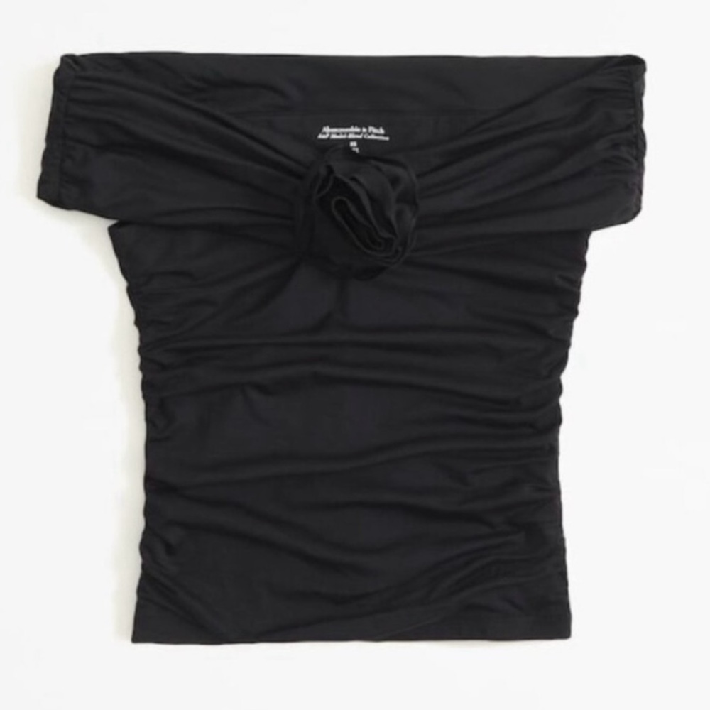 Abercrombie Rosette Off The Shoulder Top in Black